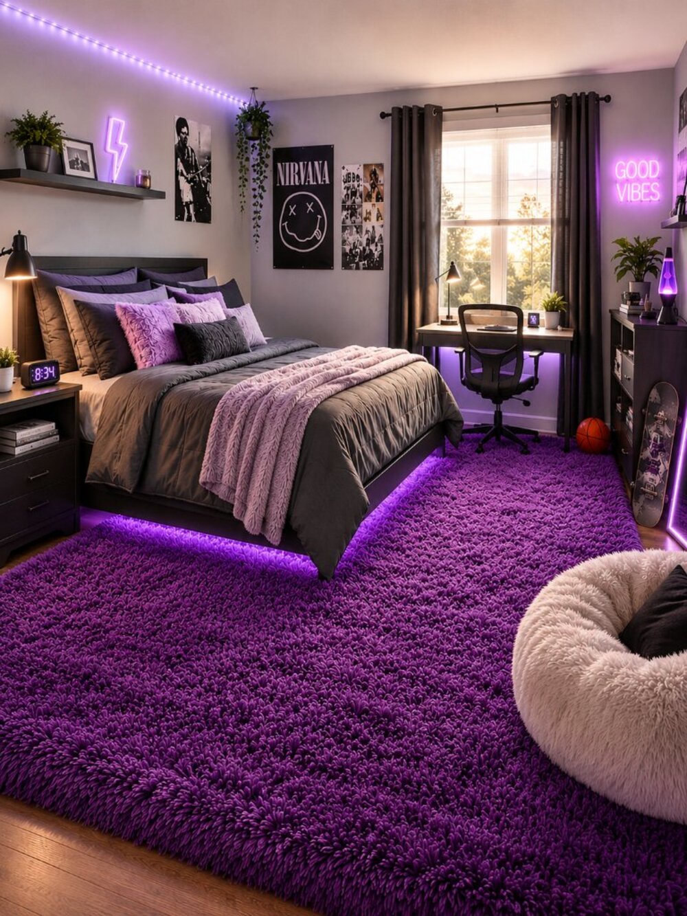 Rug - Purple Area Rug Accent Carpet - Size 4x6 - Machine Washable - Picture 4 of 5
